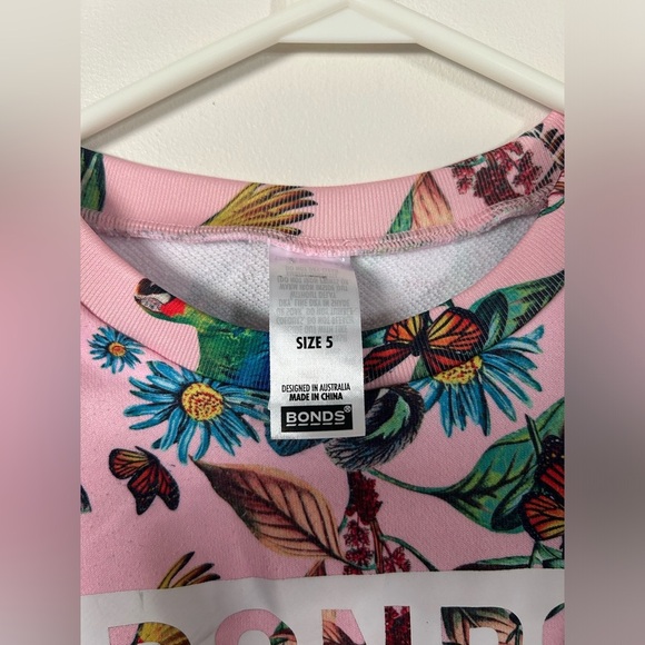 Bonds Tropical Birds Pink Pullover Size 5 - Picture 3 of 6